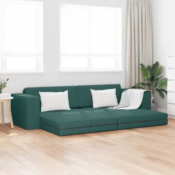 Vidaxl Floor Sofa Bed 2-in-1 Dark Green 245x150x60.5 Cm Fabric