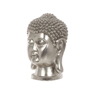 Decorative Figurine Silver Ceramic Buddha Head Statuette Ornament Glamour Style Decor Accessories Beliani