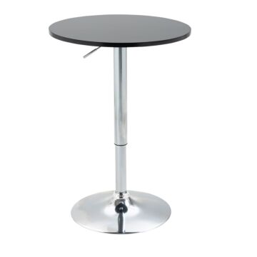 Homcom Round Height Adjustable Bar Table Counter Pub Desk With Metal Base For Home Bar, Dining Room, Kitchen, Black
