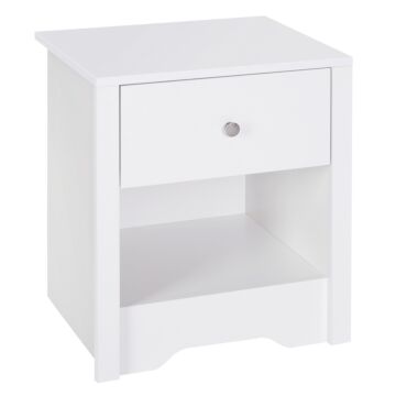 Homcom Bedside Table Unit Drawer Shelf Cabinet Nightstand Chest Solid Wood Bedroom Furniture White