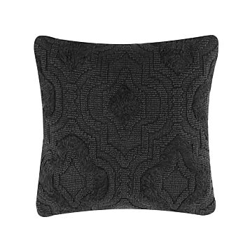 Decorative Cushion Grey Cotton Quatrefoil Pattern 45 X 45 Cm Oriental Vintage Decor Accessories Beliani