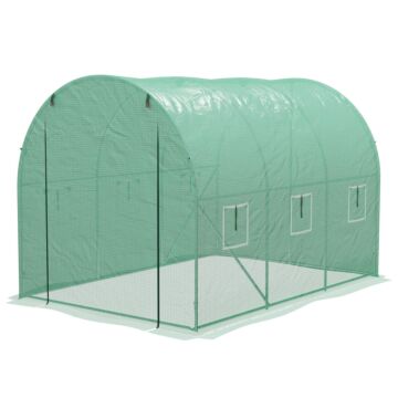 Outsunny Sprinkler System Polytunnel Greenhouse, 3 X 2m, Green