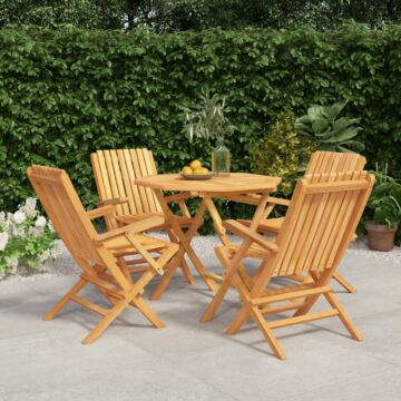 Vidaxl 5 Piece Garden Dining Set Solid Wood Teak