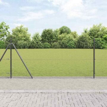 Vidaxl Welded Wire Fence With 13 Flanged Posts Grey 1x50 M Steel