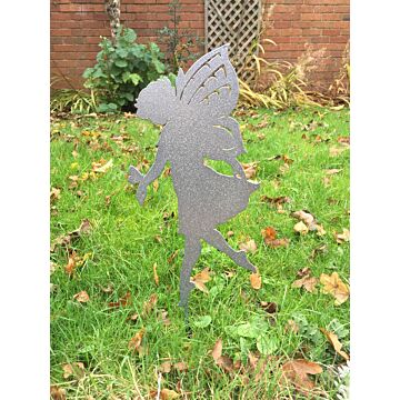 Large Fairy On Stake Silver