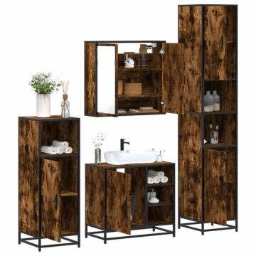 Vidaxl 4 Piece Bathroom Furniture Set Smoked Oak Engineered Wood