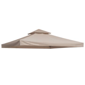 Outsunny 3 X 3(m) Canopy Top Cover For Double Tier Gazebo, Gazebo Replacement Pavilion Roof, Deep Beige (top Only)