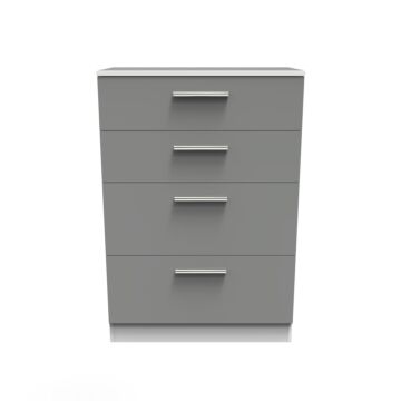 Contrast 4 Drawer Deep Chest In Dusk Grey & White