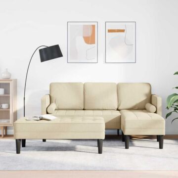 Vidaxl 2 Piece Sofa Set With Cushions Cream Fabric