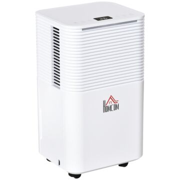 Homcom 12l/day 2000ml Portable Quiet Dehumidifier For Home Laundry Room Bedroom Basement, Electric Moisture Air De-humidifier With 3 Modes