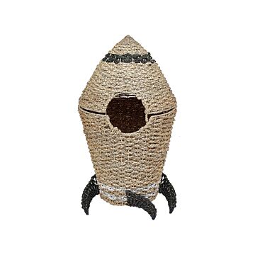Wicker Rocket Basket Natural Seagrass Woven Toy Hamper Child's Room Accessory Beliani