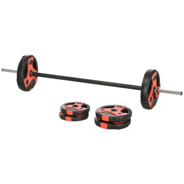 Sportnow 20kg Barbell Weights Set, Adjustable Weight Set, Free Body Pump Bar And Weights, Weight Lifting Strength Training Equipment For Home Gym Exercise