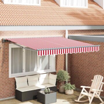 Vidaxl Retractable Awning Manual Red And White Stripe 300x250 Cm Metal