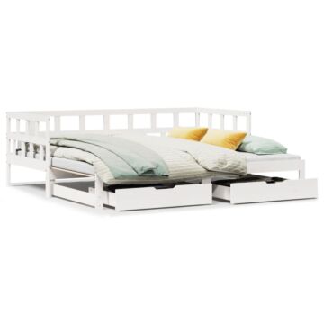 Vidaxl Daybed With Trundle And Drawers Without Mattress White 90x200 Cm