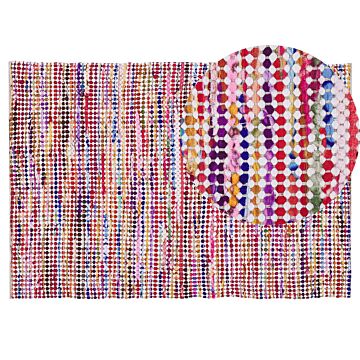 Rag Rug Multicolour 140 X 200 Cm Rectangular Hand Woven Boho Eclectic Beliani