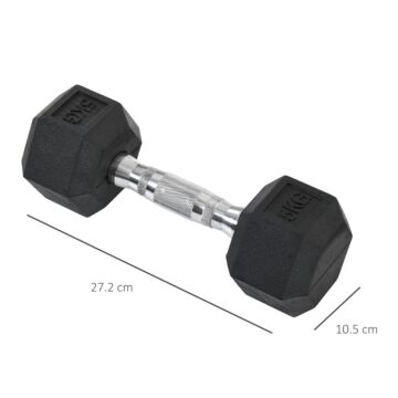 Homcom Rubber Dumbbell Sports Hex Weights Sets Home Gym Fitness Hexagonal Dumbbells Kit Weight Lifting Exercise (2 X 5kg)