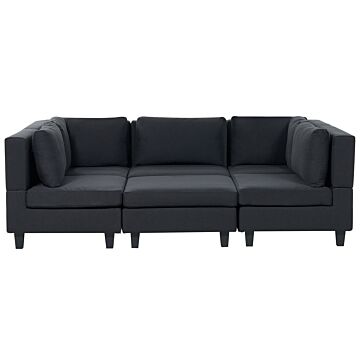 Modular Sofa With Ottoman Black Fabric Upholstered U-shaped 5 Seater With Ottoman Cushioned Backrest Modern Living Room Couch Beliani