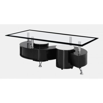 Boule Black High Gloss Coffee Table With Black Border Glass