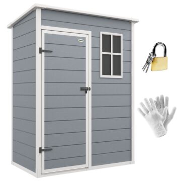 Outsunny 5' X 3' Garden Shed With Floor, Outdoor Storage Shed With Lockable Door, Window And Vent For Garden, Patio, Grey