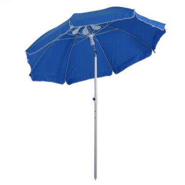 Outsunny Arc. 1.9m Beach Umbrella With Pointed Design Adjustable Tilt Carry Bag For Outdoor Patio Blue