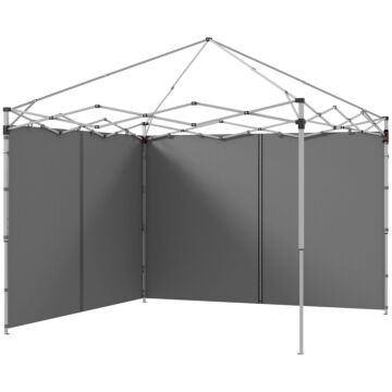 Outsunny Gazebo Side Panels, 2 Pack Sides Replacement, For 3x3(m) Or 3x6m Pop Up Gazebo, With Zipped Doors, Light Grey