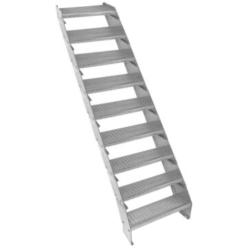 Adjustable 9 Section Galvanised Staircase - 600mm Wide