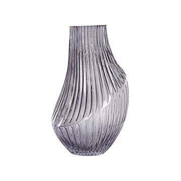Tall Decorative Vase Grey 36 Cm Abstract Shape Modern Living Room Bedroom Beliani