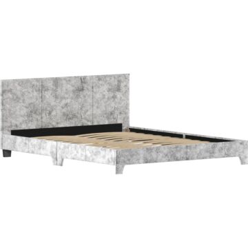 Vida Designs Victoria King Size Bed, Silver Velvet