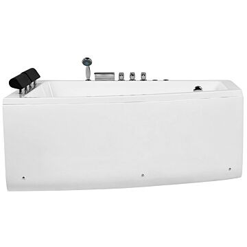 Whirlpool Corner Bath White Acrylic 182 X 121 Cm Right Hand Tub With Headrests Beliani