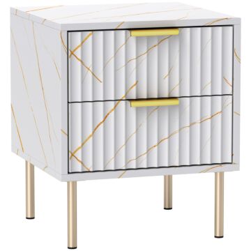 Homcom Elegant Two-drawer Bedside Table - White
