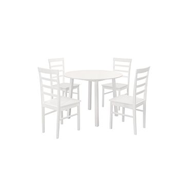 Pickworth Round Dining Set With 4 Upton Chairs White