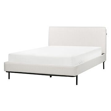 Slatted Bed Frame Grey Polyester Fabric Upholstered 4ft6 Eu Double Size Modern Design Beliani