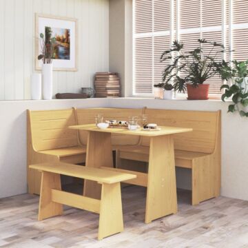 Vidaxl 3 Piece Dining Set Reine Honey Brown Solid Wood Pine