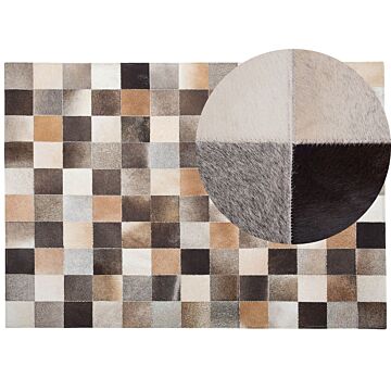 Area Rug Multicolour Cowhide Leather 160 X 230 Cm Rectangular Patchwork Handcrafted Beliani