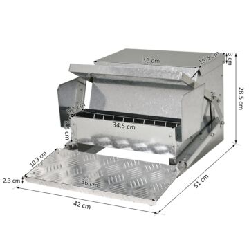 Pawhut 11.5kg Capacity Automatic Chicken Poultry Feeder With A Galvanized Steel And Aluminium Build, Weatherproof Design