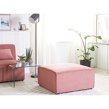 Ottoman Pink Corduroy Upholstered Square Footstool Modern Design Beliani