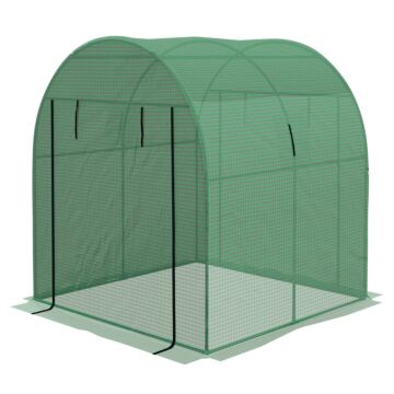 Outsunny Polytunnel Greenhouse Walk-in Grow House With Uv-resistant Pe Cover, Doors And Mesh Windows, 1.8 X 1.8 X 2m, Green