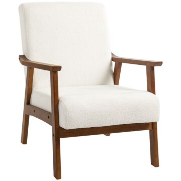 Homcom Boucle Seat Mid Century Accent Chair - White | Aosom Uk