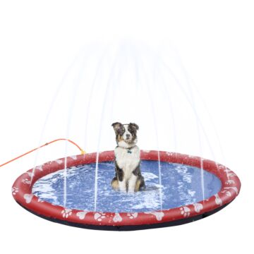 Pawhut Splash Pad Sprinkler Mat For Pets Dog Bath Pool Water Game Mat Outdoor