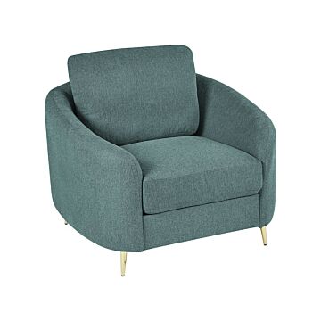 Armchair Fabric Green Gold Metal Legs Club Chair Curvy Retro Living Room Beliani