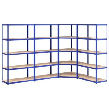 Vidaxl 5-layer Shelves 4 Pcs Blue Steel&engineered Wood