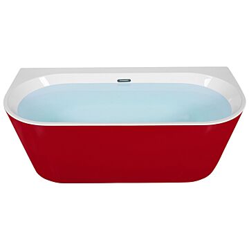 Bathtub Red Sanitary Acrylic Oval Single 170 X 80 Cm With Overflow System Drainage Pipe Modern Design Beliani
