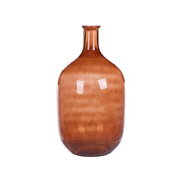 Vase Golden Brown Glass 51 Cm Handmade Decorative Round Bud Shape Tabletop Home Decoration Modern Design Beliani