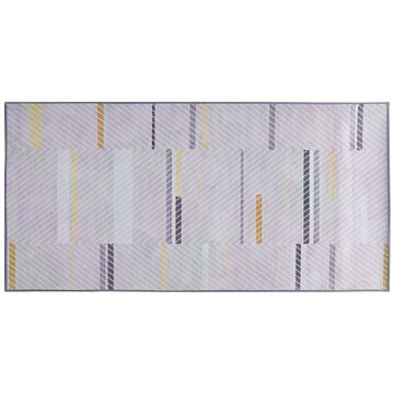 Rug Grey Polyester 80 X 150 Cm Low Pile Modern Abstract Pattern Beliani