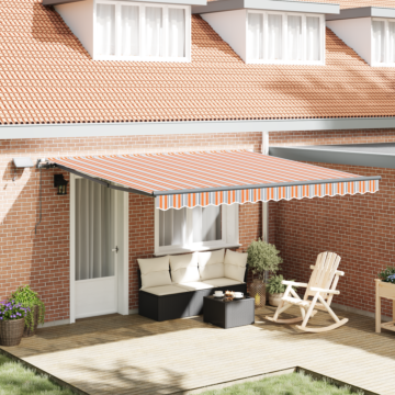 Vidaxl Manual Retractable Awning With Led Multicolour Stripe 400x300 Cm