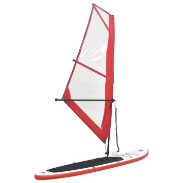 Vidaxl Inflatable Stand Up Paddleboard With Sail Set Red And White
