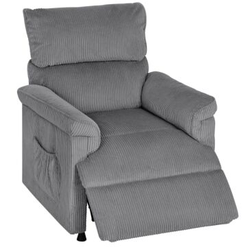 Homcom Corduroy Electric Massage Recliner - Grey