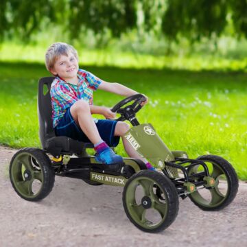Homcom Kids Children Pedal Go Kart Ride On Racer Braking System Adjsuatble Seat Green