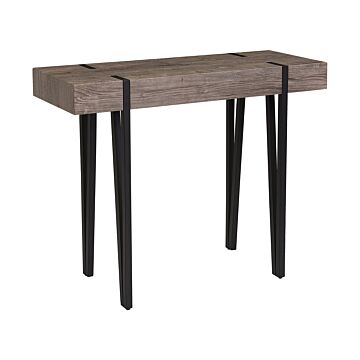 Console Table Dark Wood Top Black Metal Hairpin Legs 100 X 40 Cm Rectangular Industrial Style Beliani