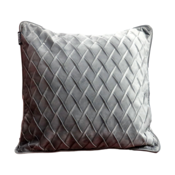 Diamond Pattern Grey Velvet Cushion - Feather Filled